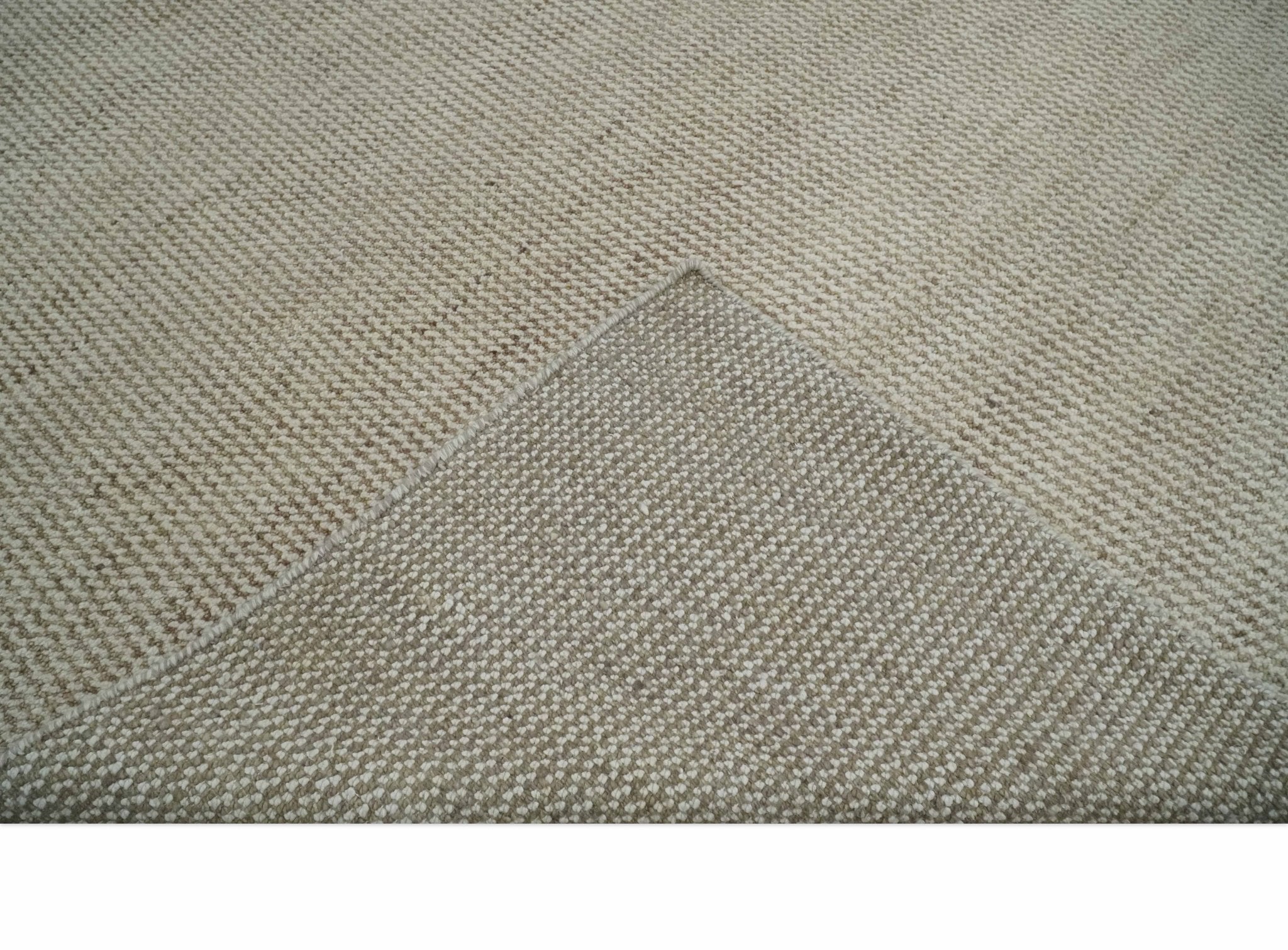 Custom Made Contemporary Beige and Ivory Hand Knotted Rug Area Rug - The Rug Decor