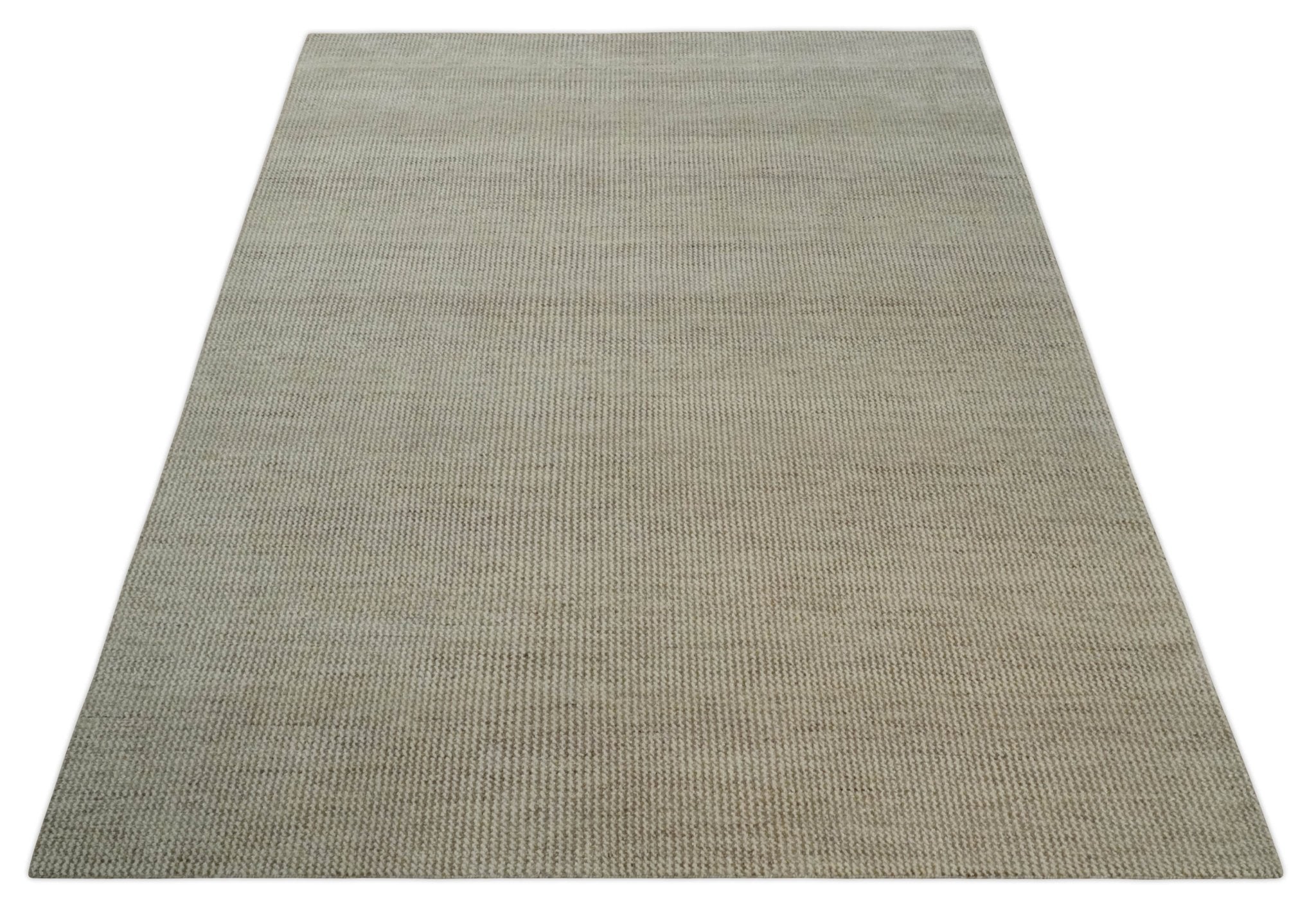 Custom Made Contemporary Beige and Ivory Hand Knotted Rug Area Rug - The Rug Decor