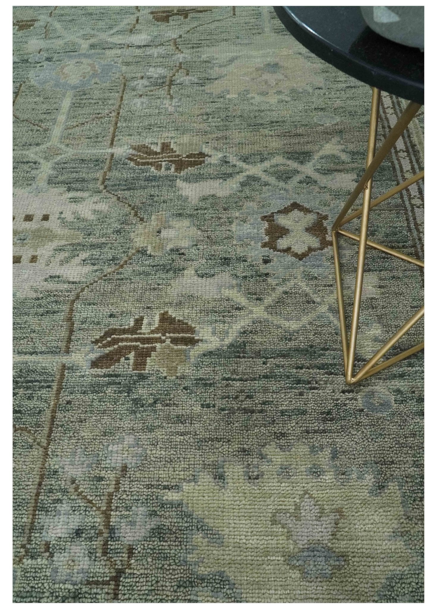 Custom Made Hand Knotted Gray and Brown Oriental Oushak Multi Size Traditional Wool Areaa Rug - The Rug Decor