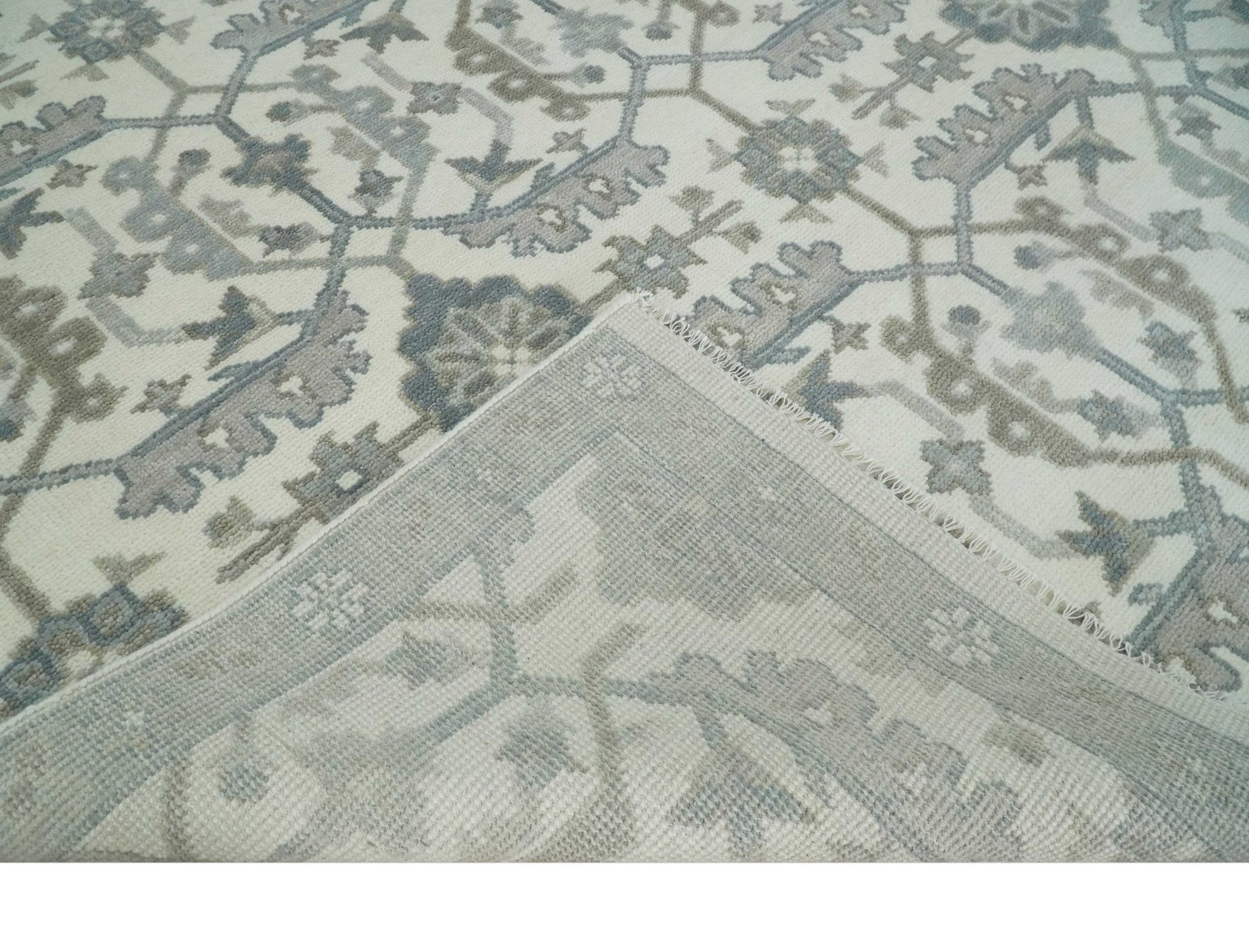 Custom Made Hand Knotted Ivory and Silver Oriental Oushak Multi Size Traditional Wool Area Rug, Living Room and Bedroom Rug - The Rug Decor