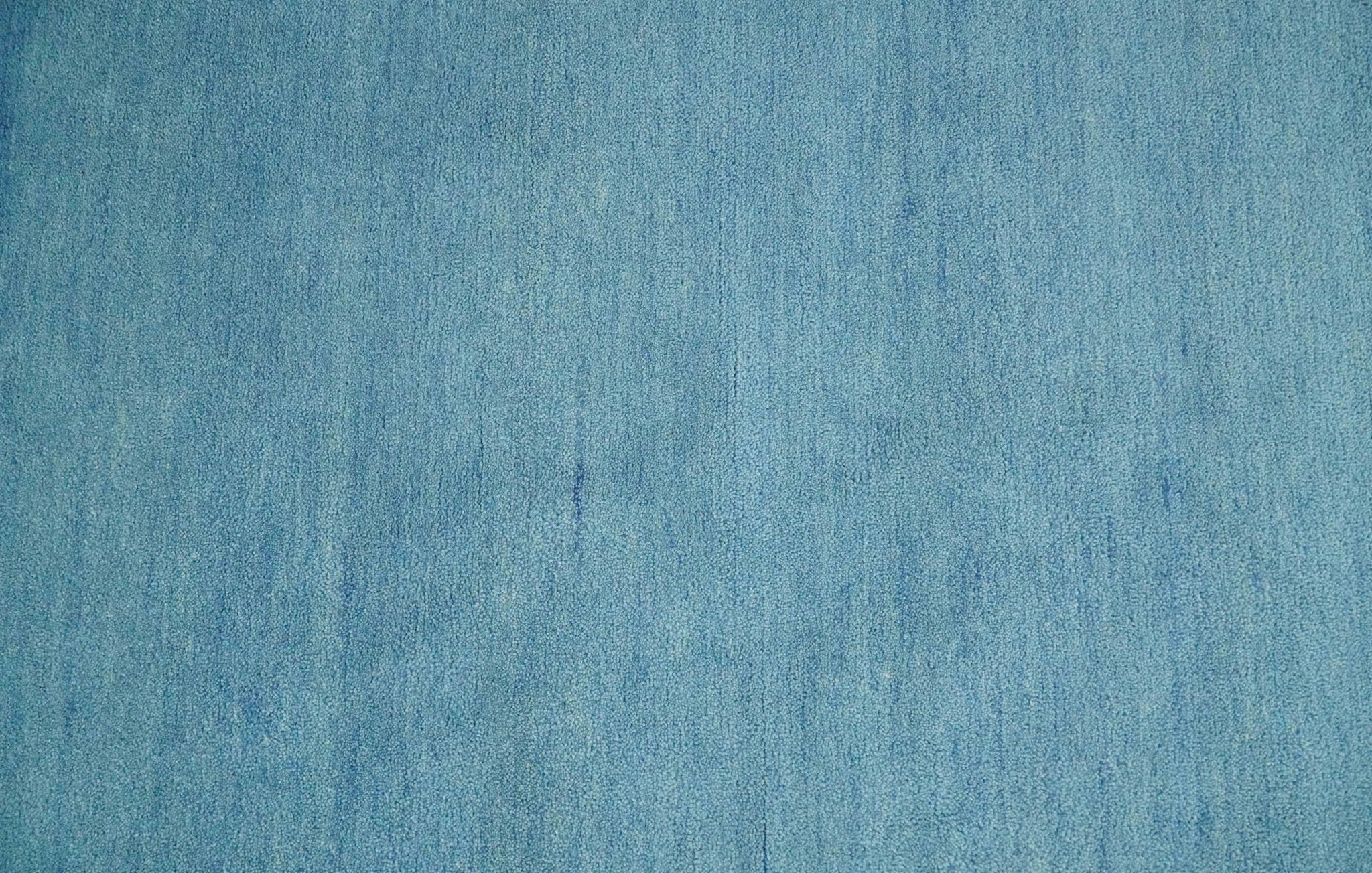 Custom Made Hand Tufted Solid Plane Light Blue Woolen wool Area Rug - The Rug Decor