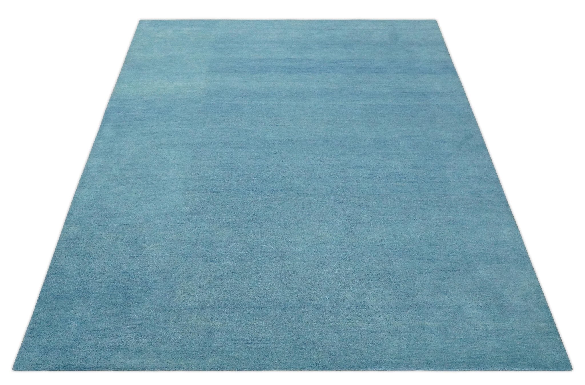 Custom Made Hand Tufted Solid Plane Light Blue Woolen wool Area Rug - The Rug Decor