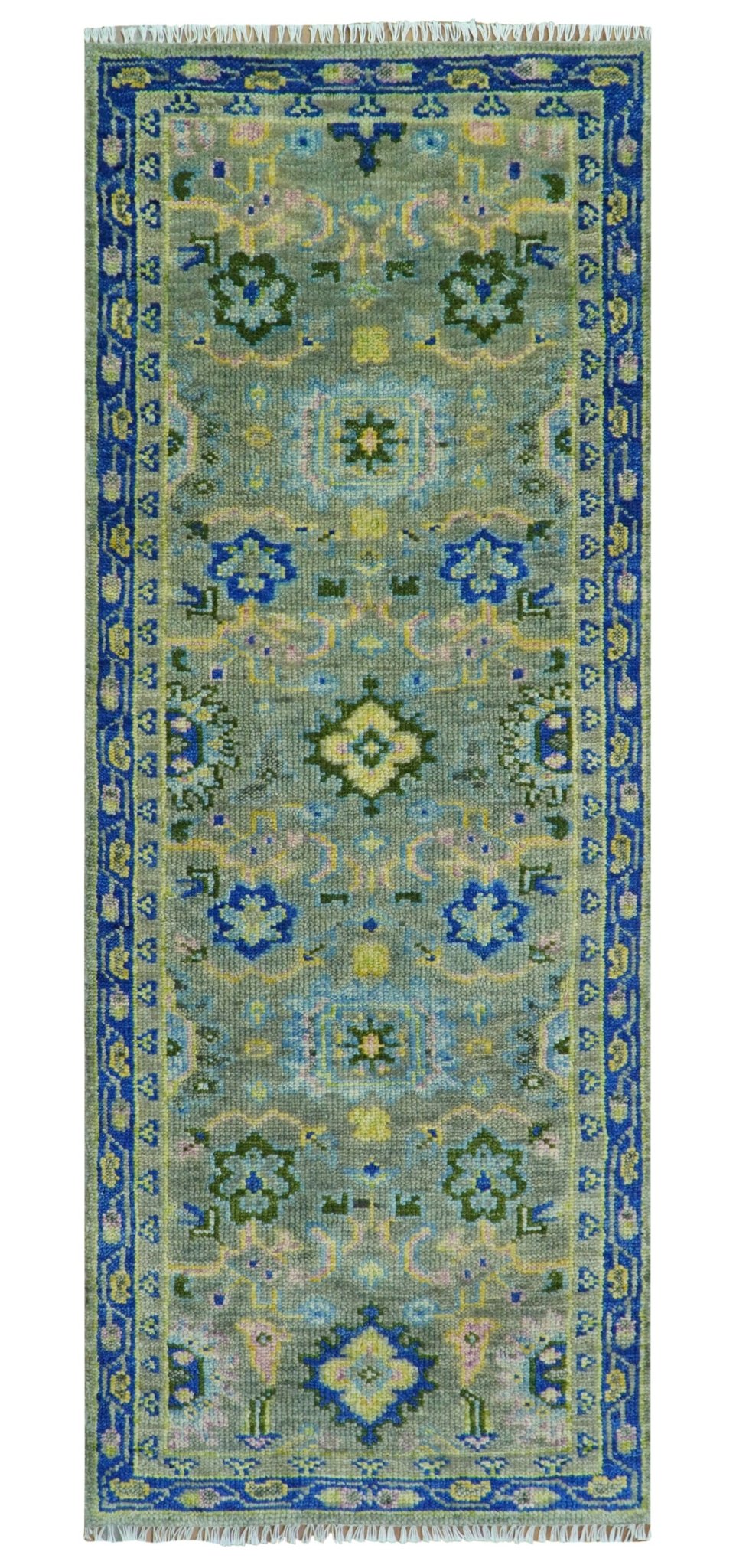 Custom Made Lt. Silver, Grey and Mustard Hand Knotted Traditional Oushak wool area rug - The Rug Decor