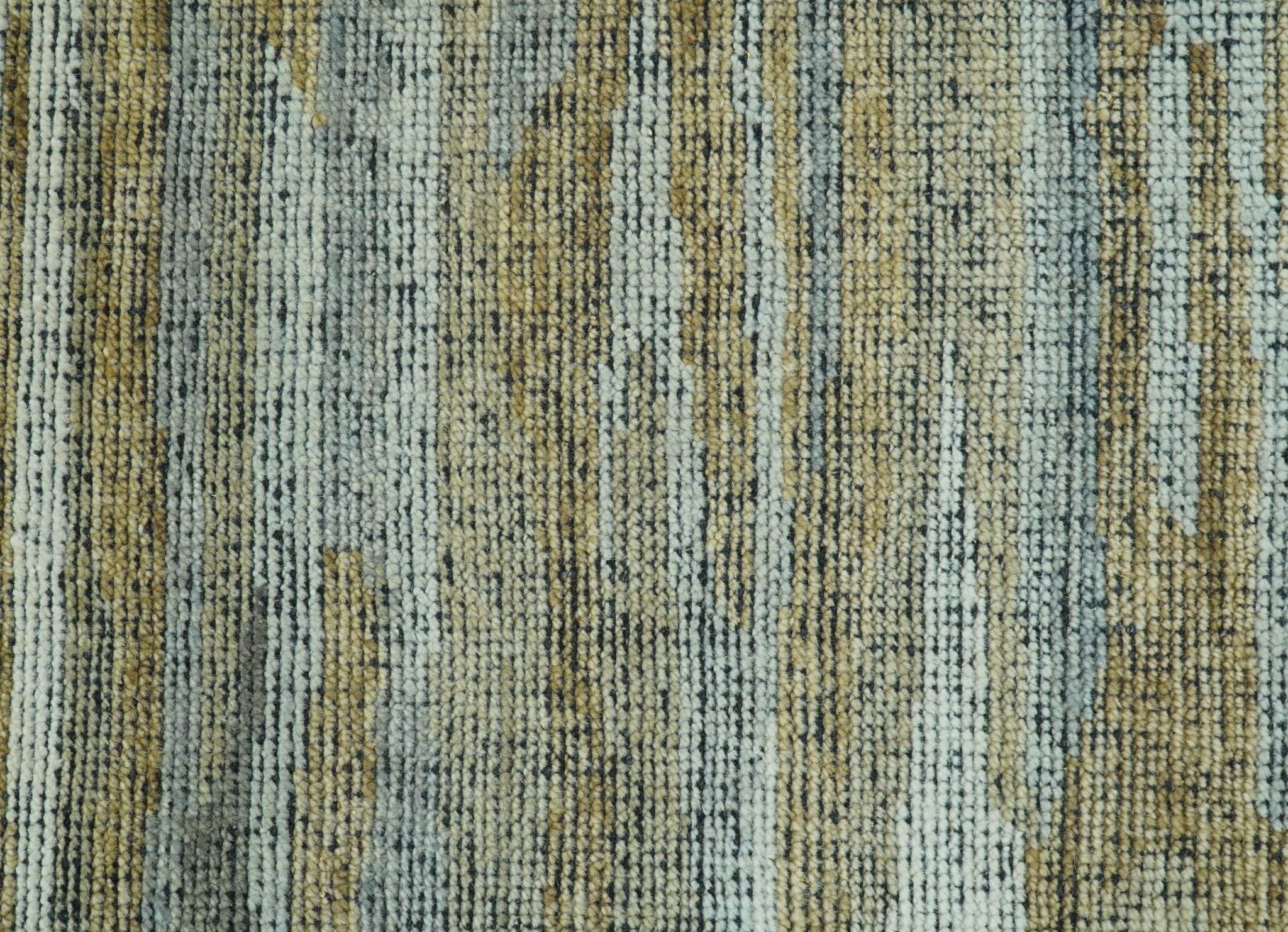 Custom Made Modern Abstract Design Brown And Gray Hand Knotted Wool Area Rug - The Rug Decor