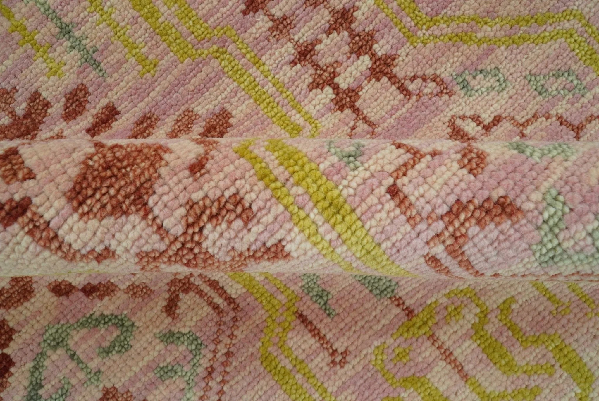 Custom Made Pink And Rust Traditional Design Hand Knotted wool rug - The Mayfair Hall
