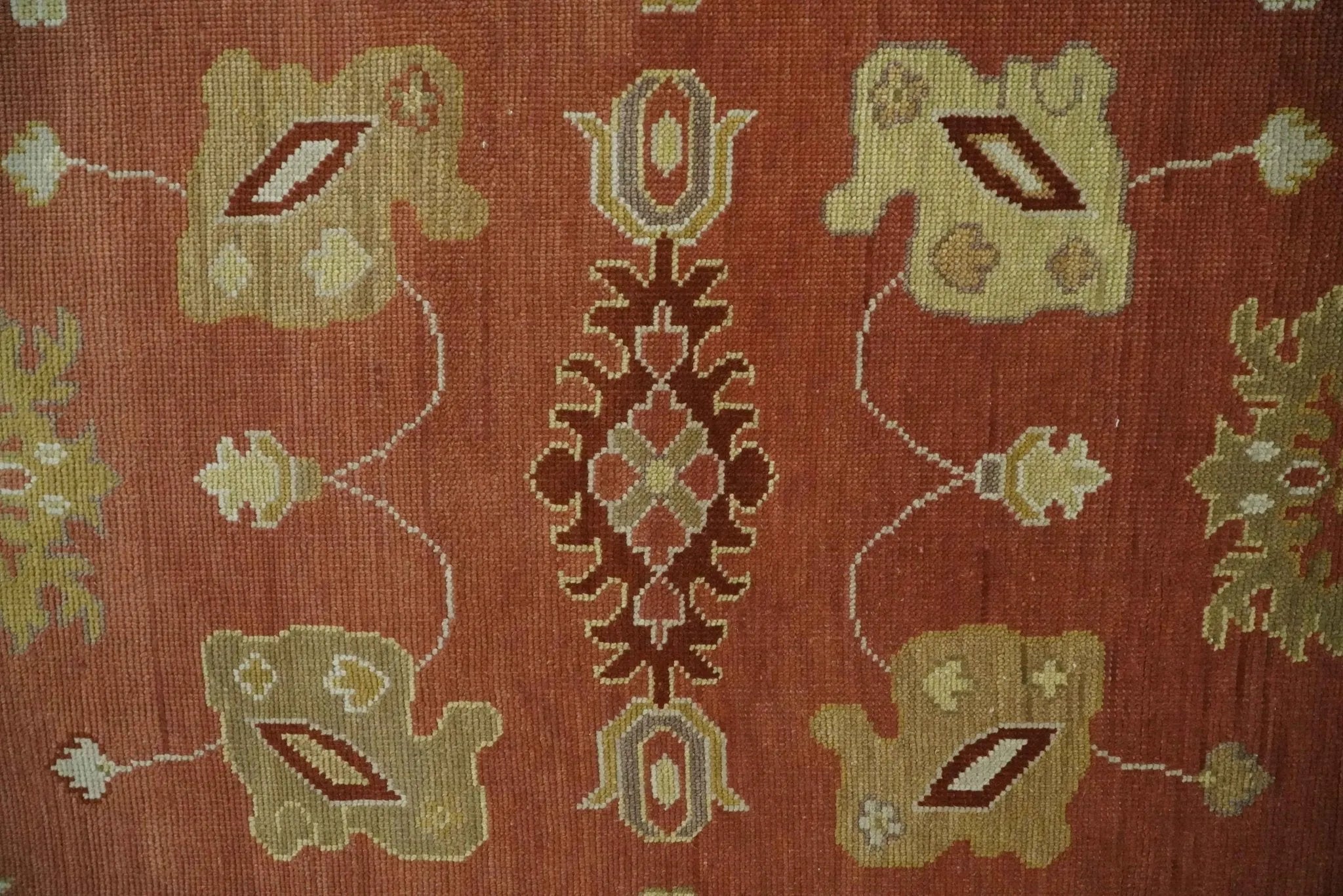 Custom Made Rust, Ivory and Beige Hand Knotted Traditional Oushak Multi Size Wool Area Rug