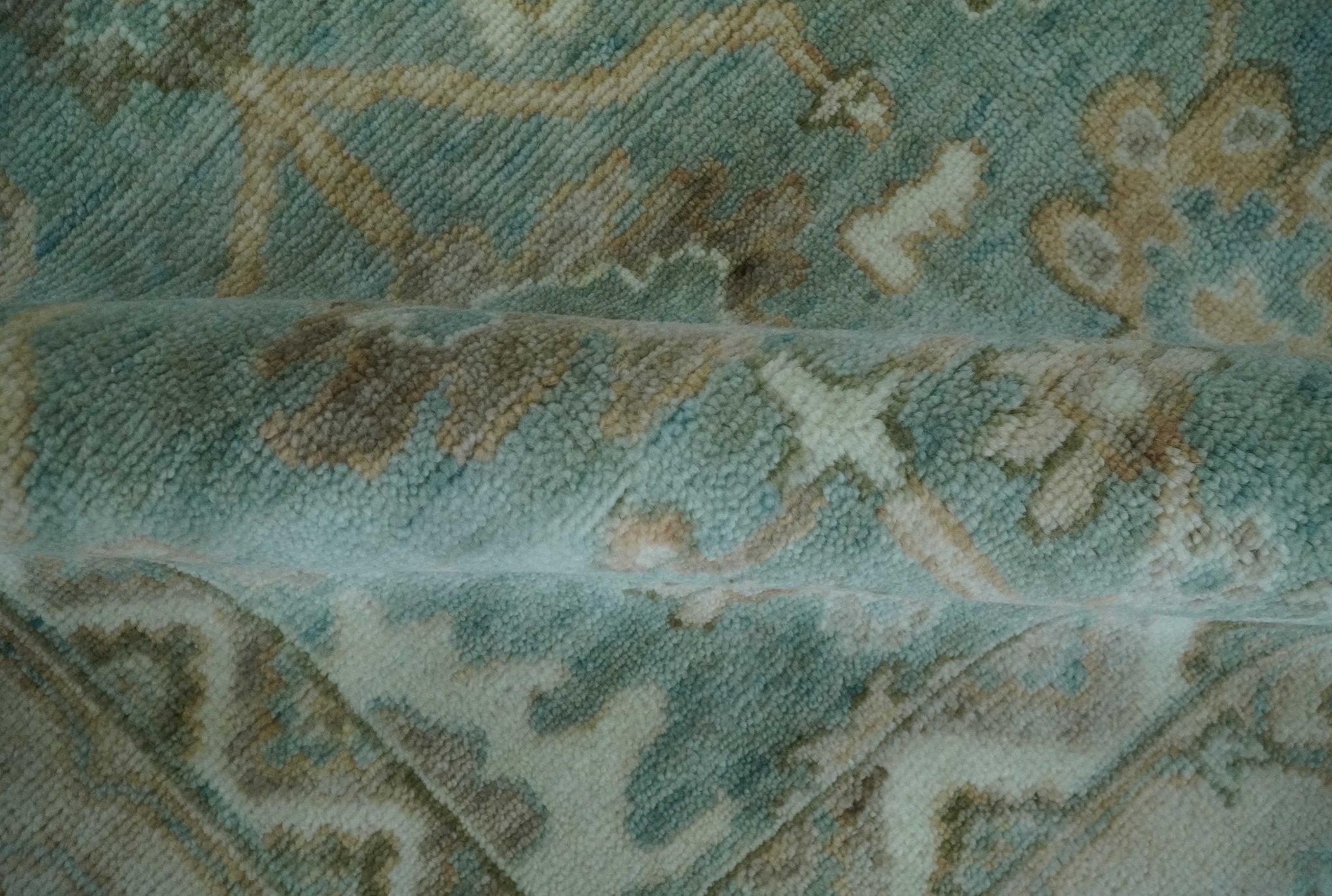 Custom Made Traditional Aqua and Silver Antique Style Multi size Hand knotted Wool Area Rug - The Rug Decor