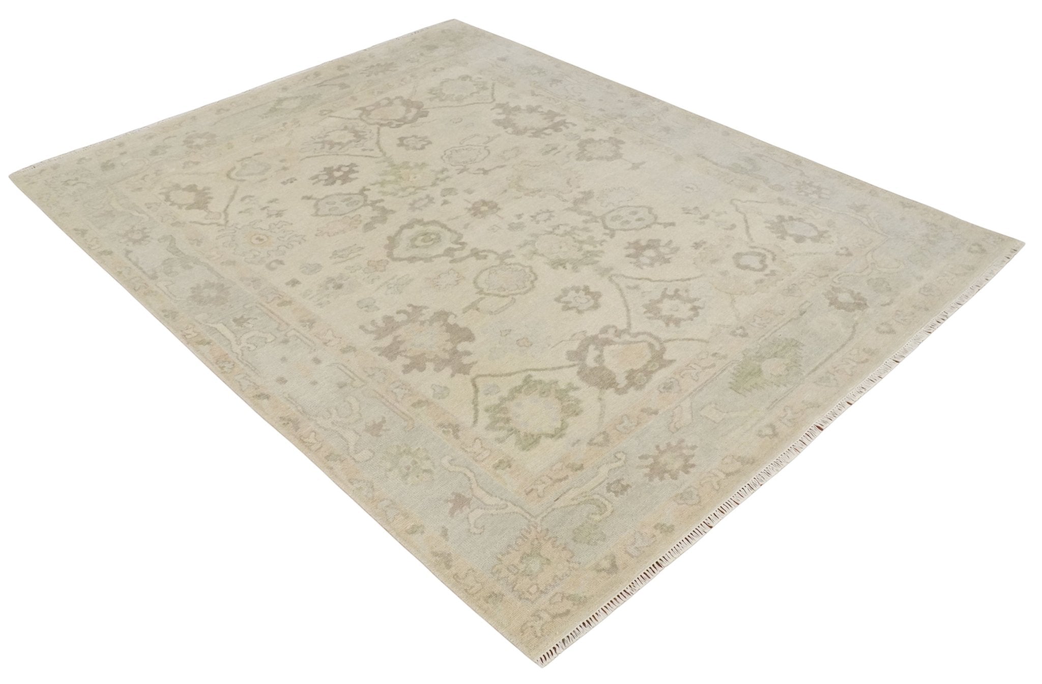 Custom Made Traditional Camel and Silver Antique Style Oushak Hand knotted Wool Area Rug - The Rug Decor