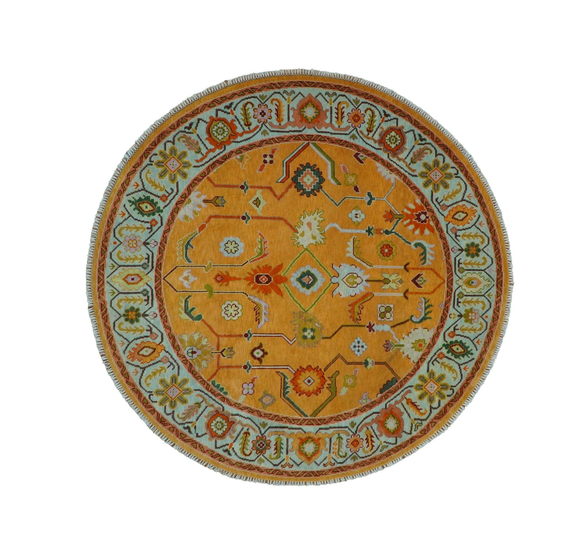 Custom Made Traditional Floral Dark Peach and Ivory Hand knotted Multi Size wool Area Rug - The Rug Decor