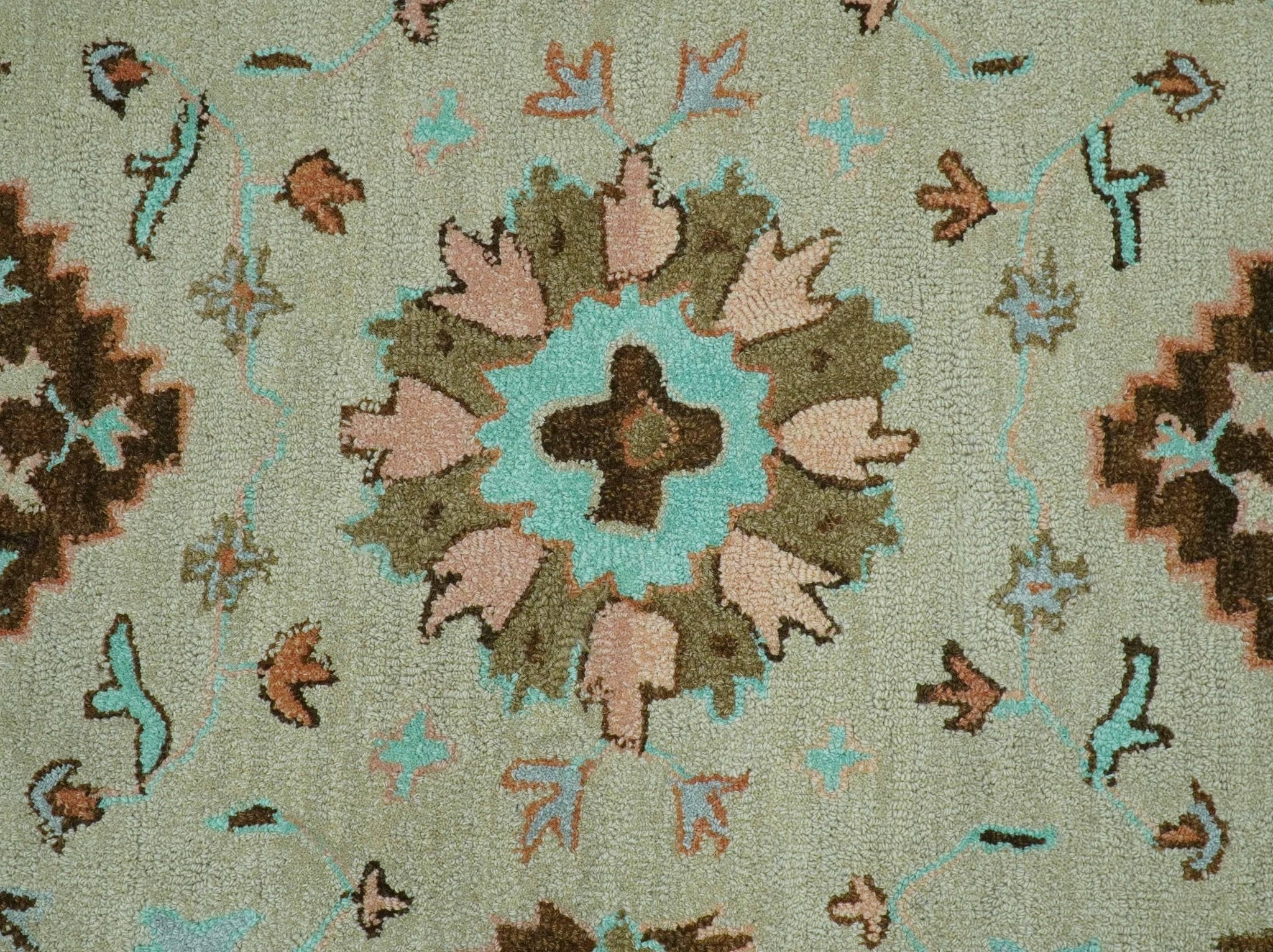 Custom Made Traditional Oriental Design Beige And Brown Hand - Tufted Wool Area Rug - The Rug Decor