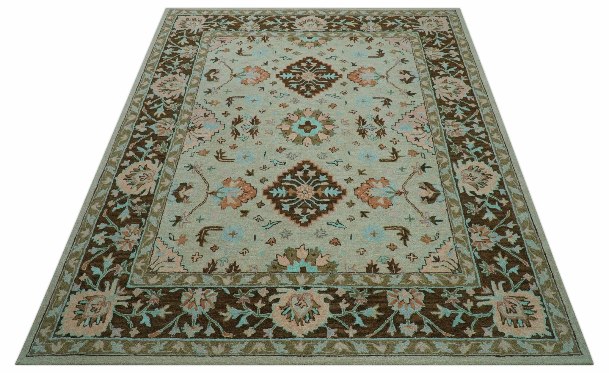 Custom Made Traditional Oriental Design Beige And Brown Hand - Tufted Wool Area Rug - The Rug Decor