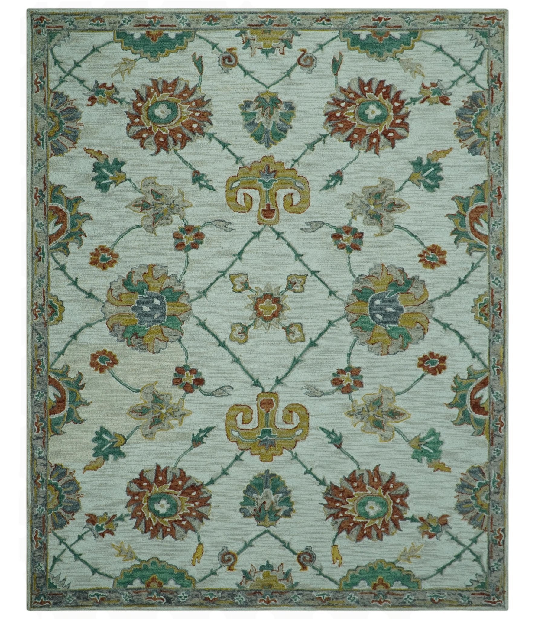 Custom Made Traditional Oriental Design Beige And Ivory Hand - Tufted Wool Area Rug - The Rug Decor