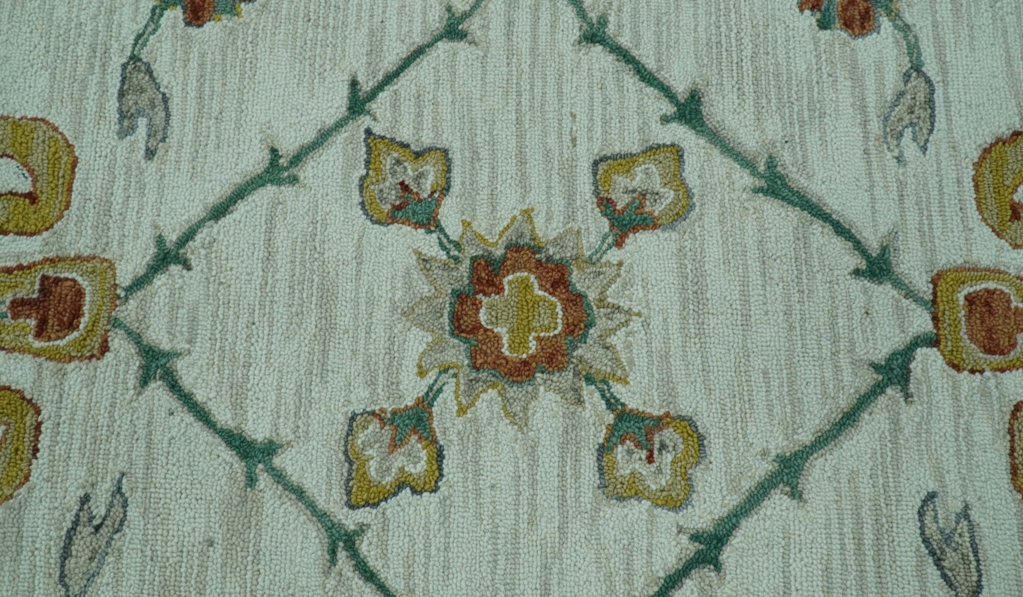 Custom Made Traditional Oriental Design Beige And Ivory Hand - Tufted Wool Area Rug - The Rug Decor