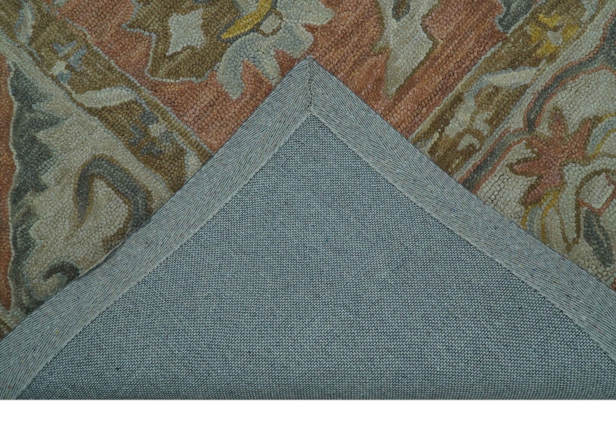Custom Made Traditional Oriental Rust And Ivory Hand Tufted Wool Area Rug