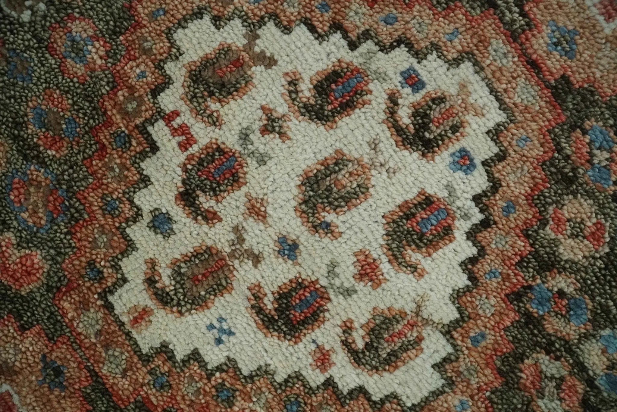 Custom made Traditional Vintage Style Rust and Ivory Turkish design wool Area Rug