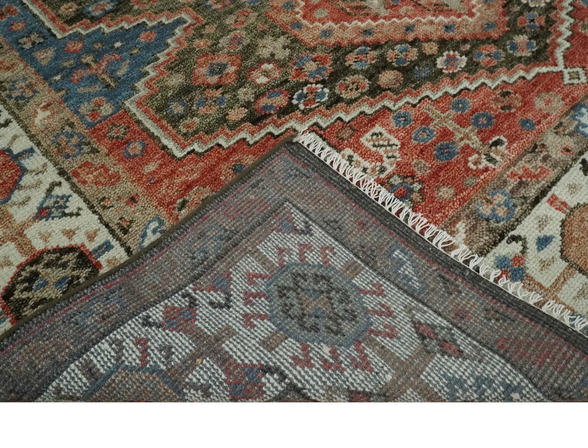 Custom made Traditional Vintage Style Rust and Ivory Turkish design wool Area Rug
