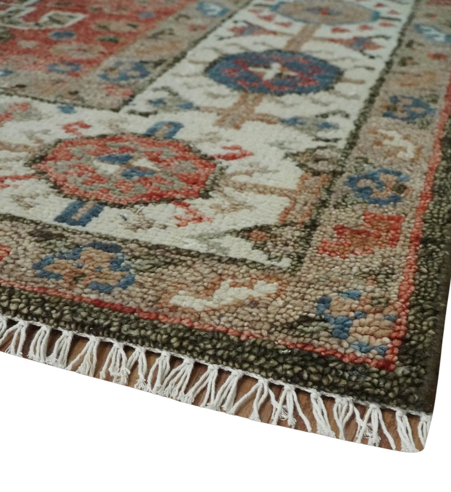 Custom made Traditional Vintage Style Rust and Ivory Turkish design wool Area Rug