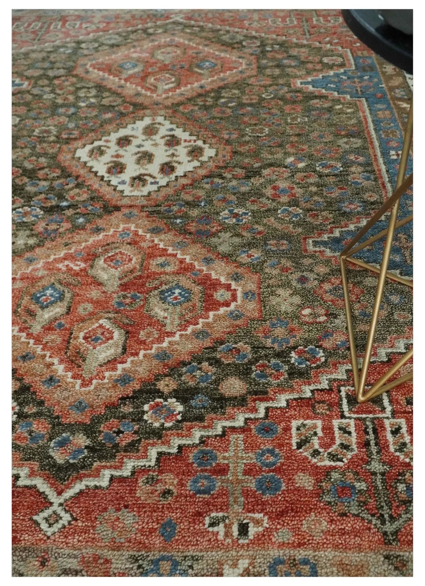 Custom made Traditional Vintage Style Rust and Ivory Turkish design wool Area Rug