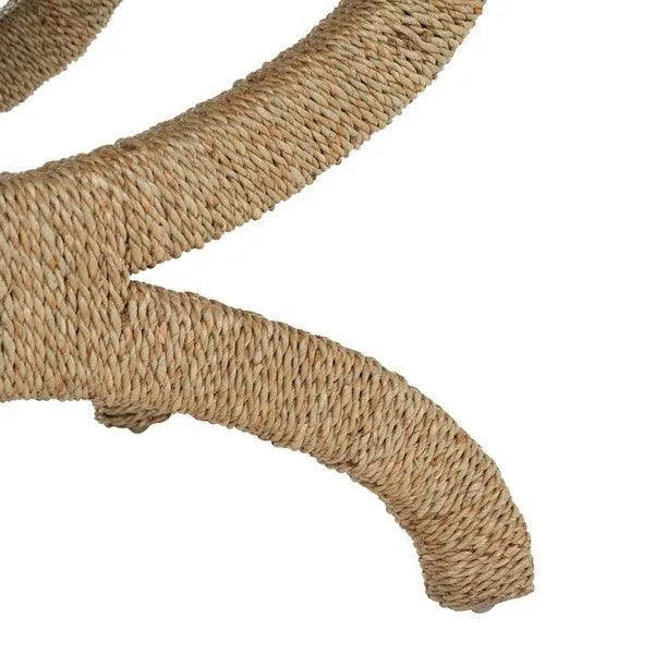 Safavieh Aikan Woven Ottoman in Natural/Beige with Boxy Cushion Seat