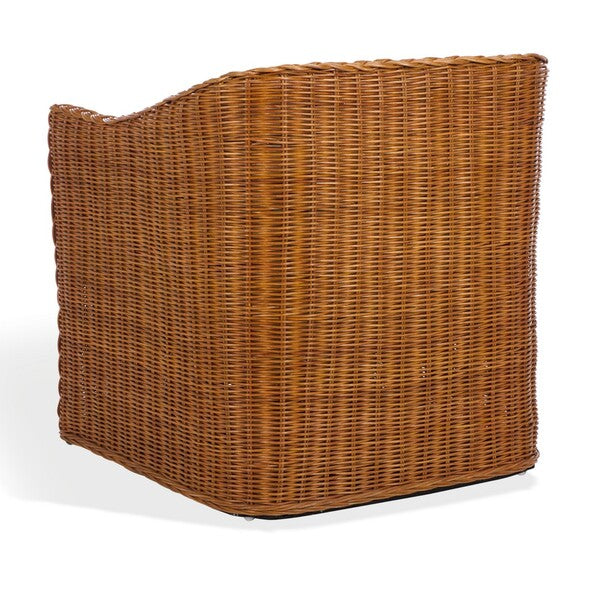 Sharon Rattan Accent Chair in Natural with Beige Cushion