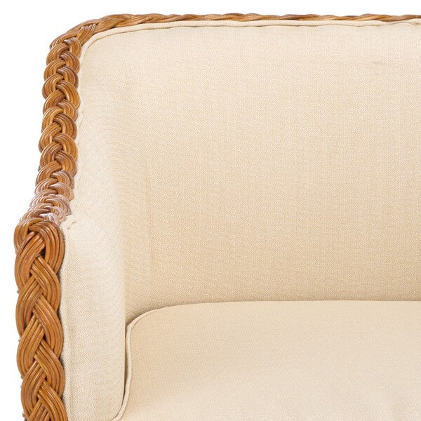 Sharon Rattan Accent Chair in Natural with Beige Cushion