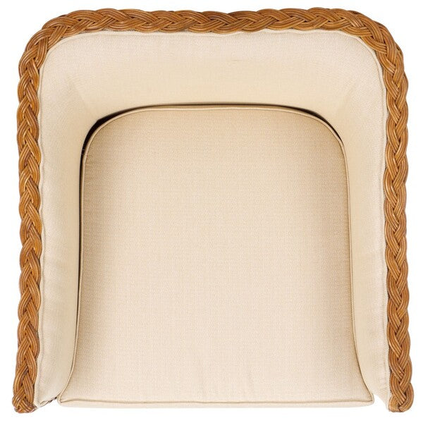 Sharon Rattan Accent Chair in Natural with Beige Cushion