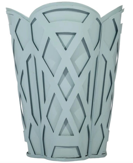 New Chippendale Scalloped Wastepaper Basket in Soft Blue - The Mayfair Hall