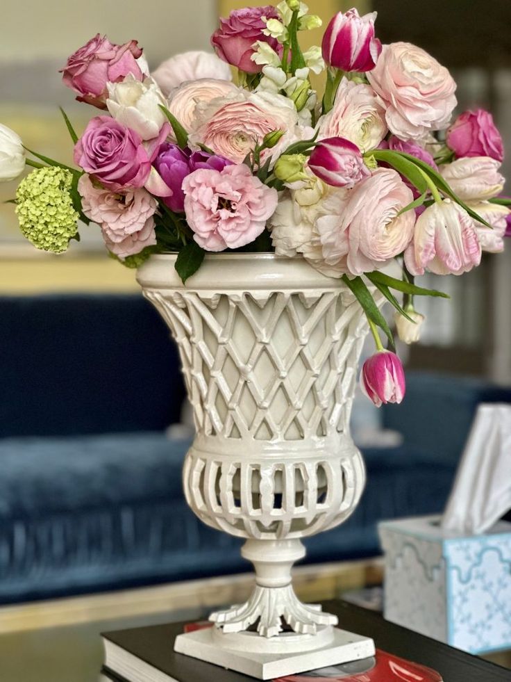 Ivory Lattice 16"  Urn in Cast Aluminum