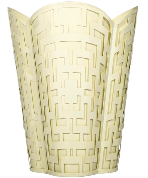 Incredible New Fretwork Scalloped Cream Wastepaper Basket - The Mayfair Hall