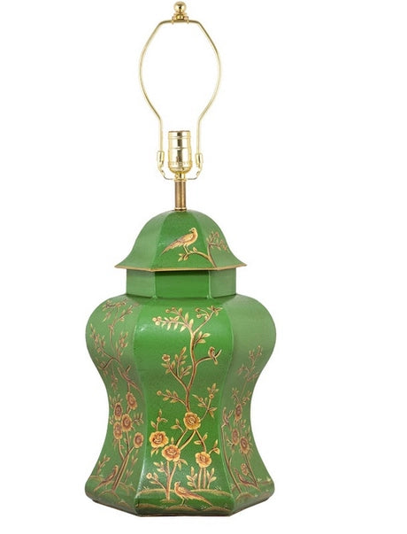 Stunning New Scalloped Mossy Green/ Gold Lamp - The Mayfair Hall