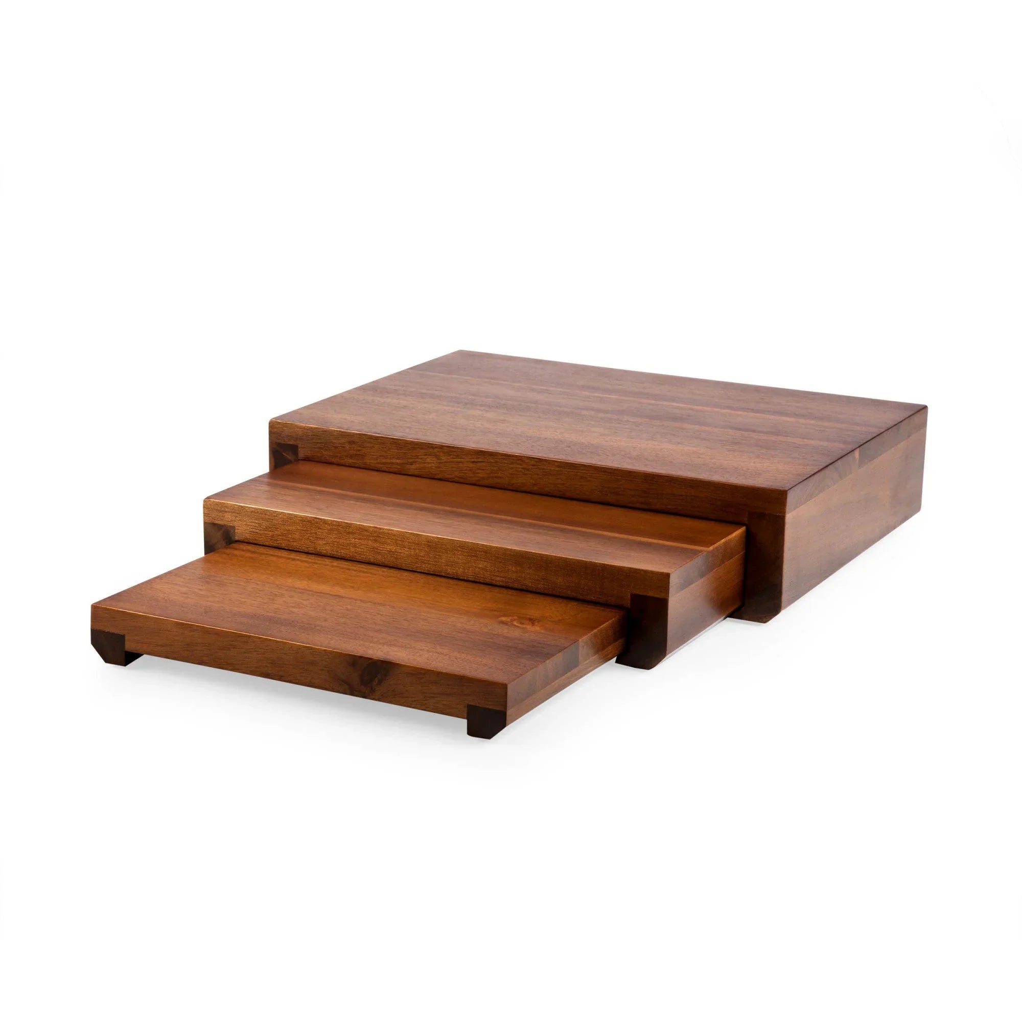 Etage Set Of 3 Acacia Serving Pedestals - The Mayfair Hall