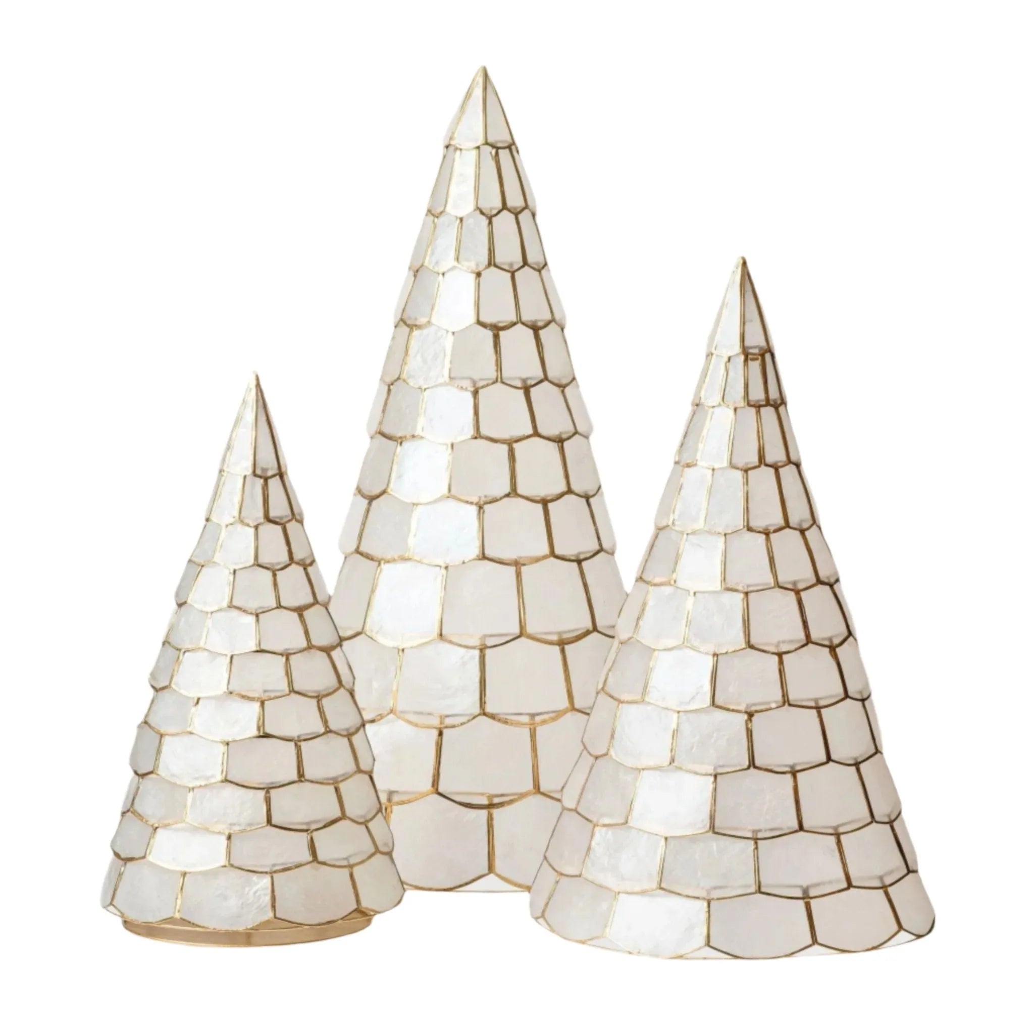 Capiz trees, set of three, white