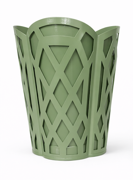 Dark Celadon Chippendale Wastepaper Basket & Tissue (3 Options)