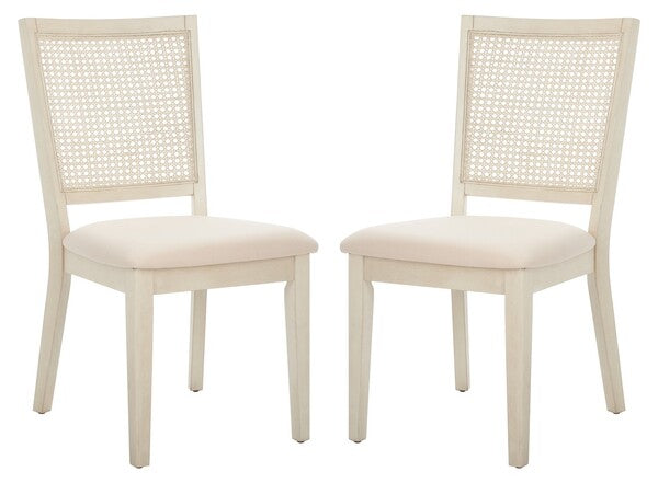 Margo Dining Chair in Whitewashed with Beige Cushion