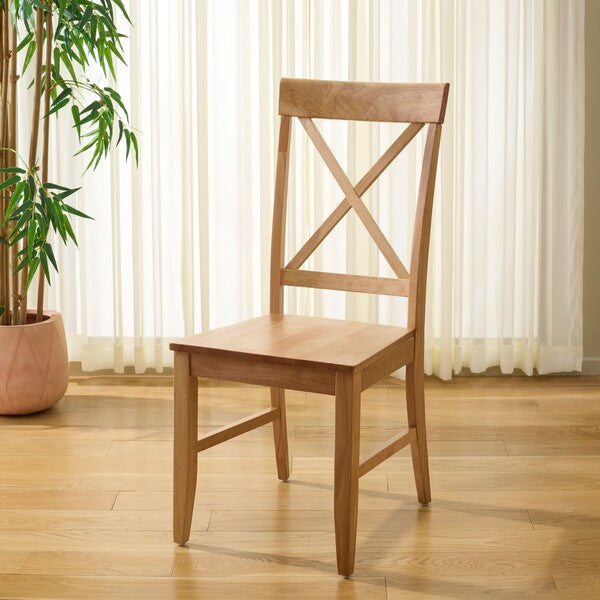 Ksenia Wooden Side Chair in Light Oak with an X-back