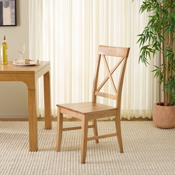 Ksenia Wooden Side Chair in Light Oak with an X-back