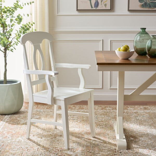 Hannelore Wooden Arm Chair in White