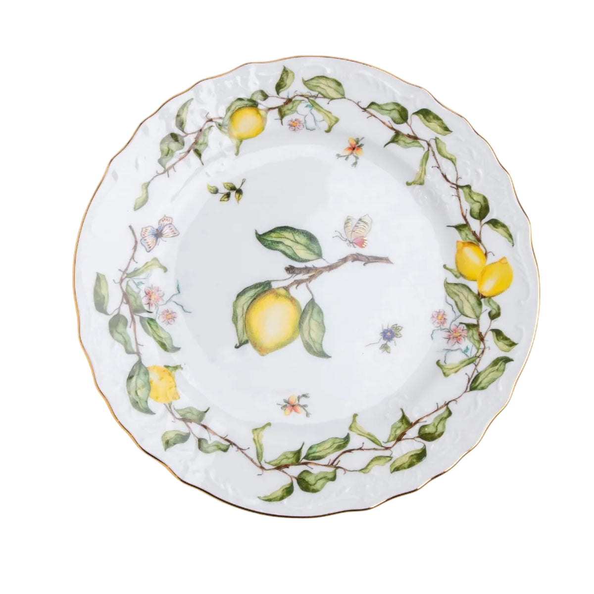 Limoeiro Porcelain Dessert Plate with Gold Accents by Tania Bulhões