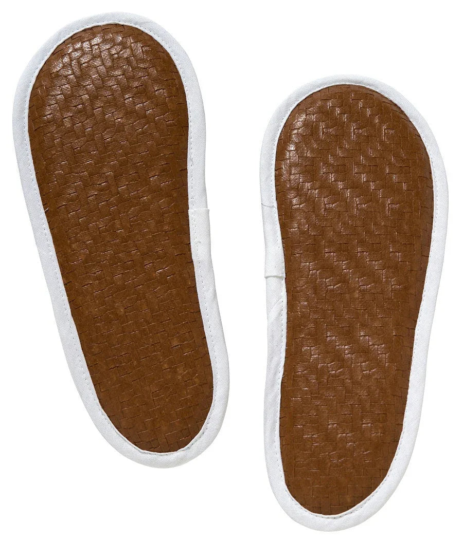 Slippers, Waffle Weave, Fleur de Lis (Beige) - The Mayfair Hall