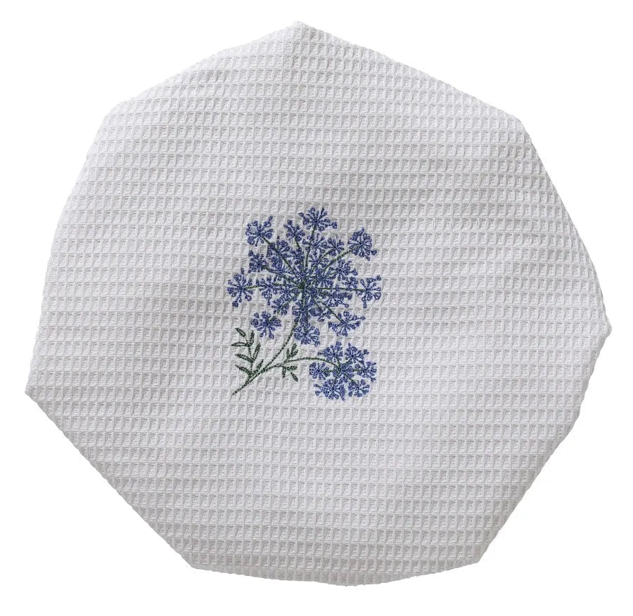 Shower Cap, Waffle Weave, Queen Anne's Lace (Blue) - The Mayfair Hall