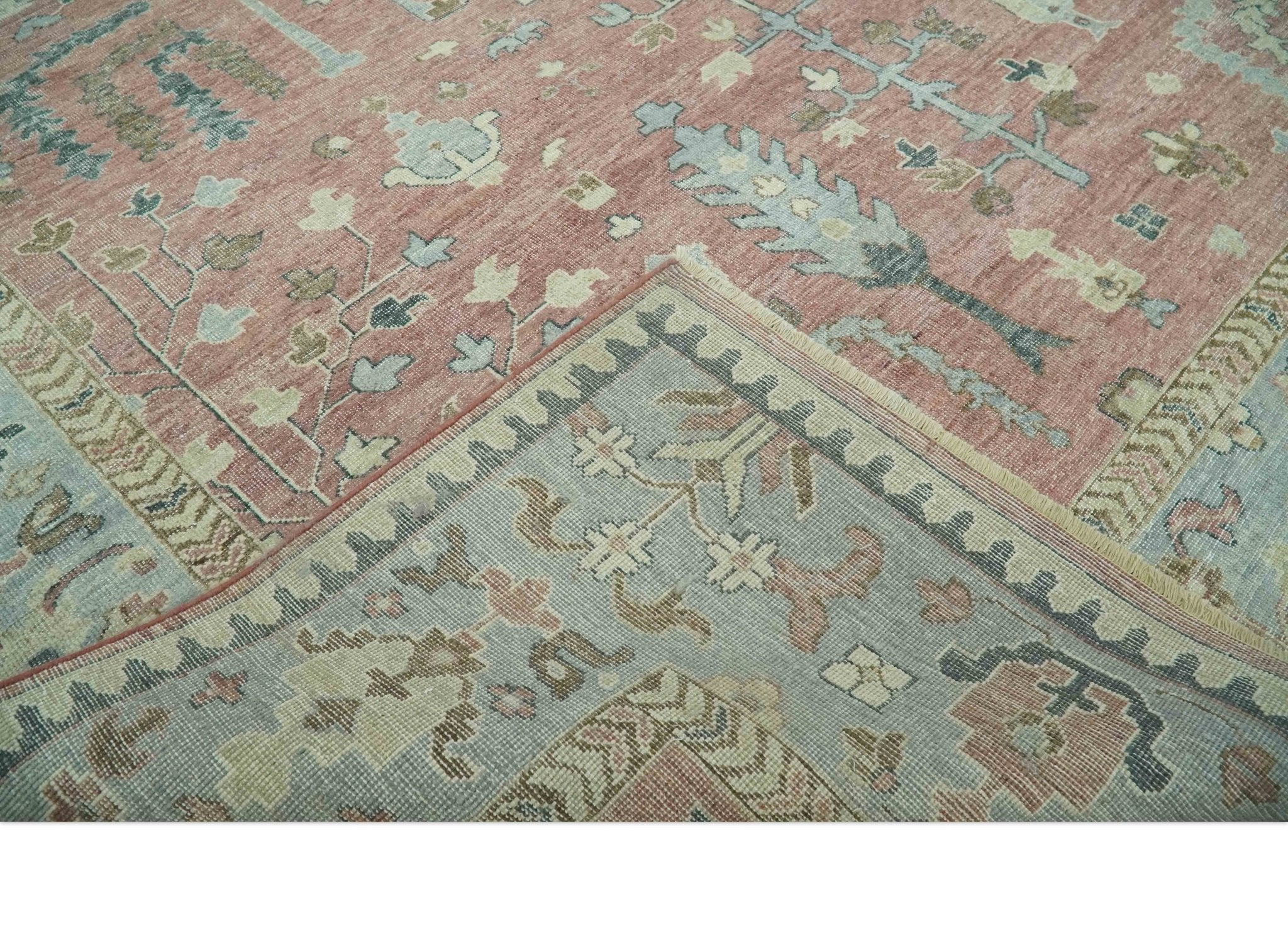 Distress Finished Tree of Life Hand Knotted Rust and Blue 9x12 Wool Rug
