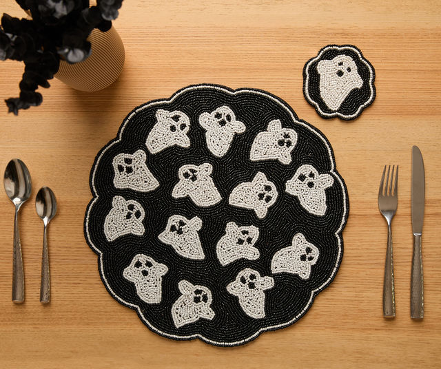 Halloween Beaded Ghost Placemat
