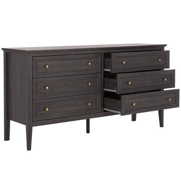 Sondra 6 Drawer Dresser in Distressed Black