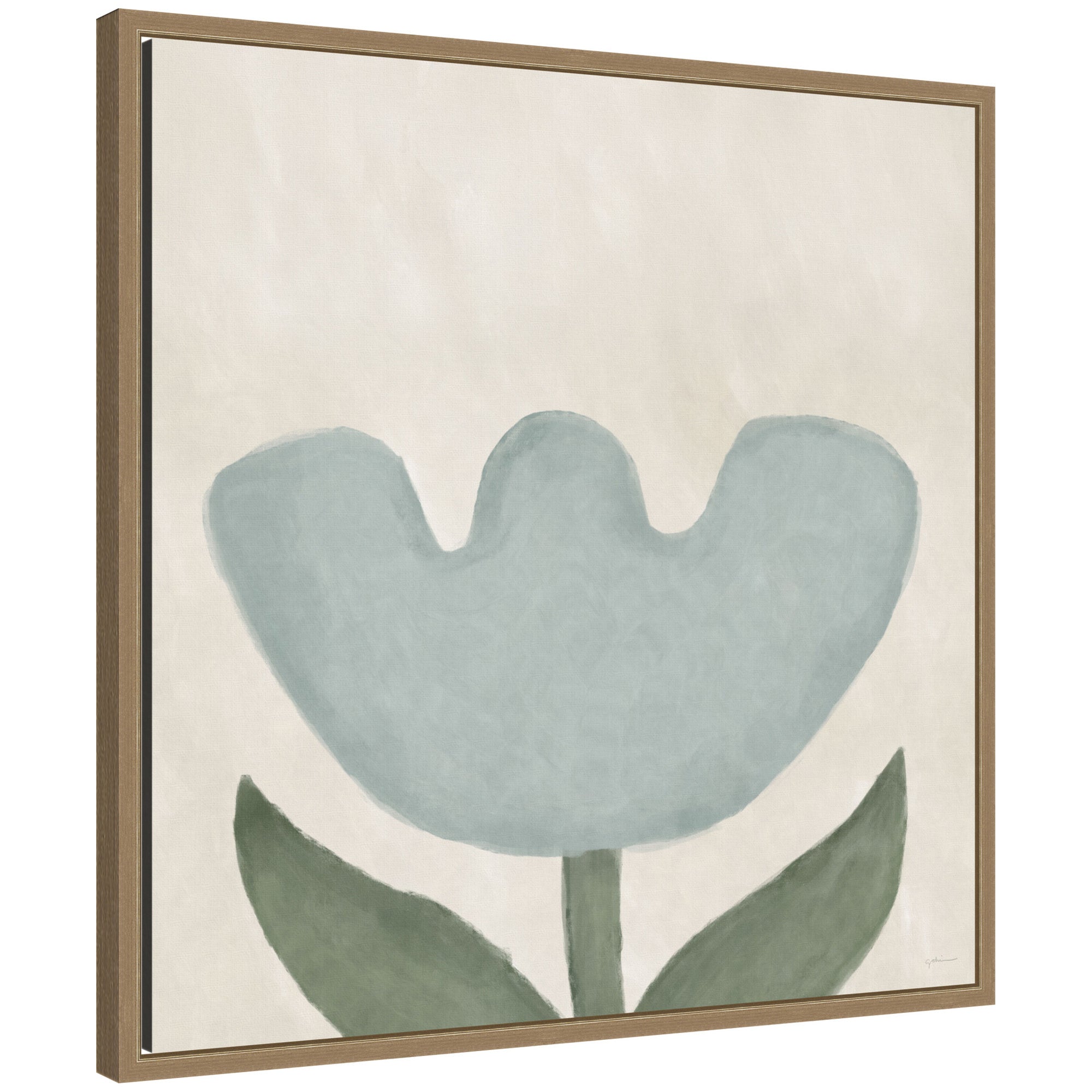 Blue Flower by Gabrielly Guedes Framed Canvas Wall Art Print