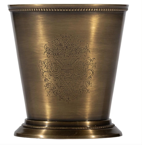 Beautiful Antique Brass Etched Mint Julep - The Mayfair Hall
