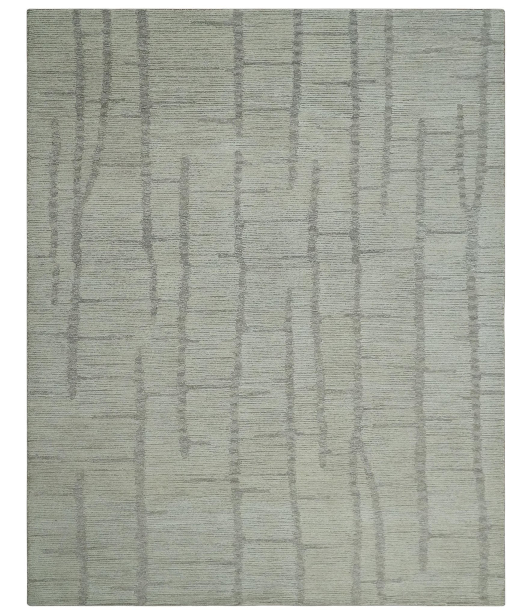 Earthy Modern Stripes Design Custom Made Ivory, Silver and Gray Hand Tufted Rug - The Rug Decor