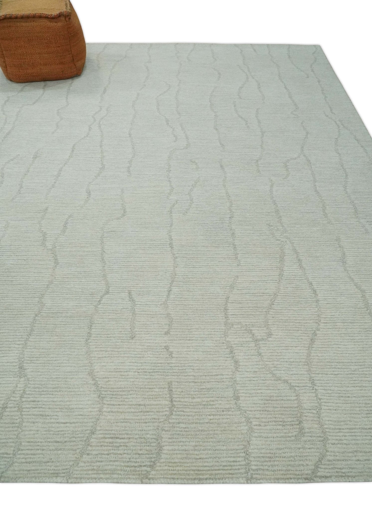 Earthy Neutral Custom Made Hand Tufted Multi Size Woolen Modern Ivory and Beige Area Rug - The Rug Decor
