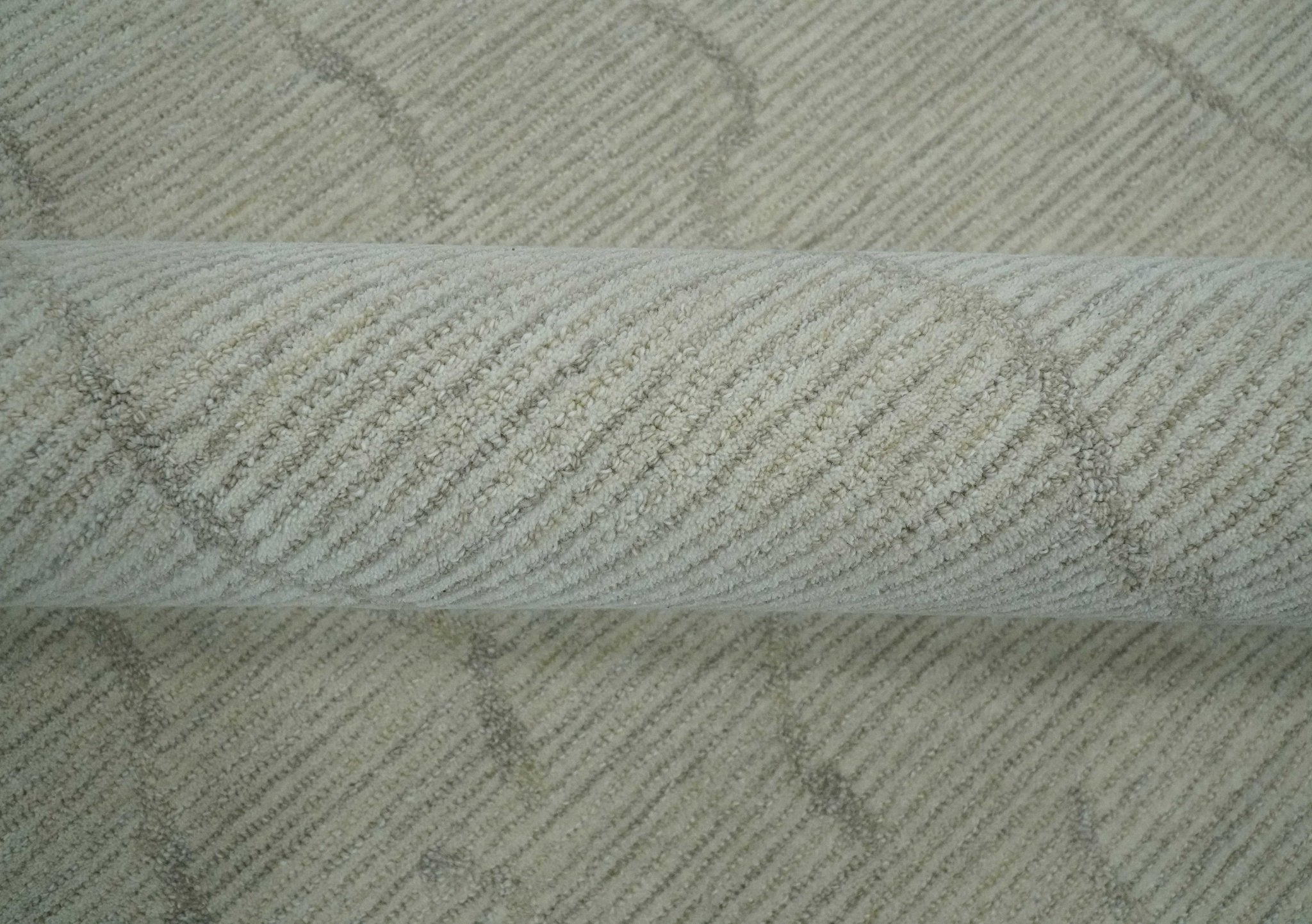 Earthy Neutral Custom Made Hand Tufted Multi Size Woolen Modern Ivory and Beige Area Rug - The Rug Decor