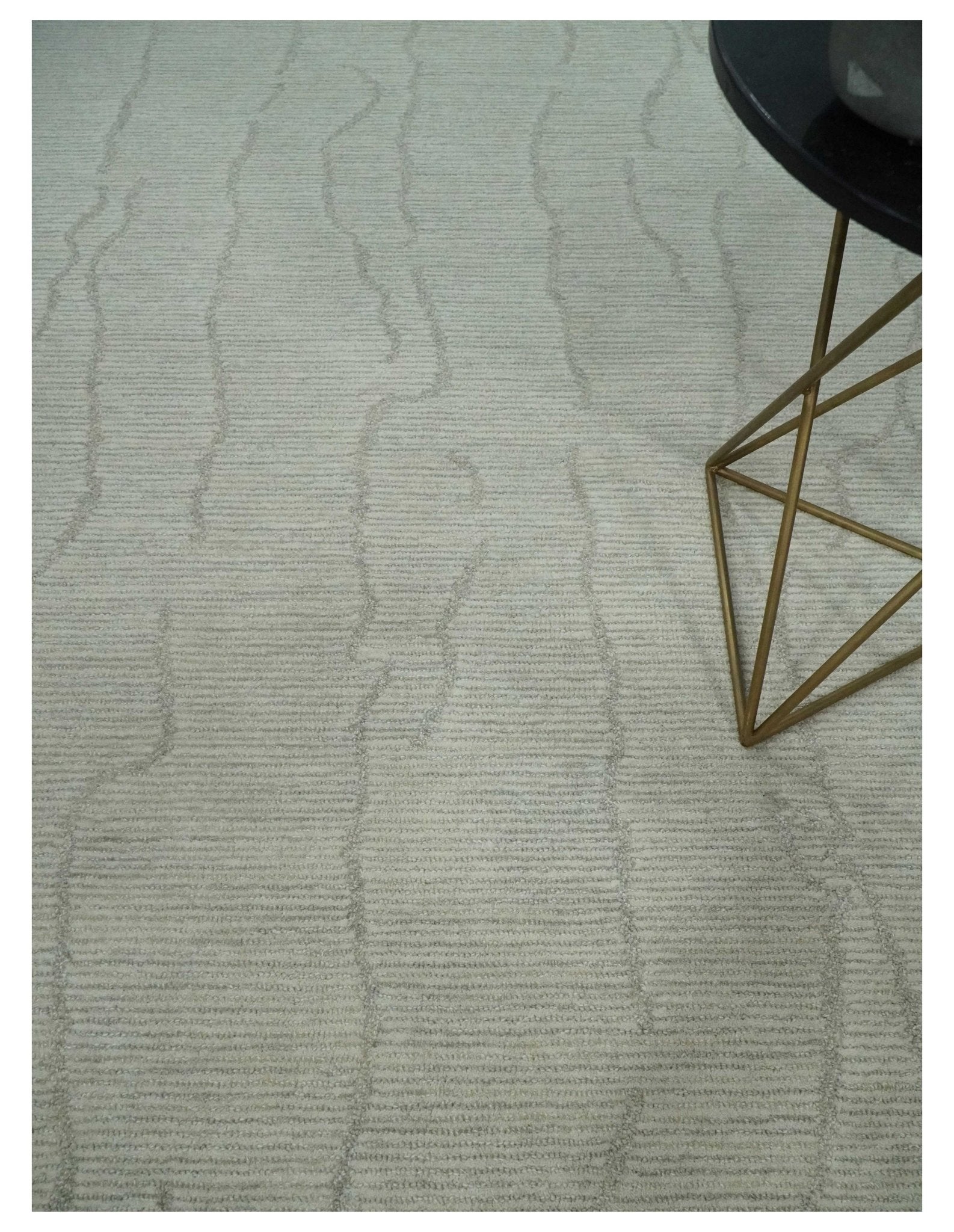 Earthy Neutral Custom Made Hand Tufted Multi Size Woolen Modern Ivory and Beige Area Rug - The Rug Decor