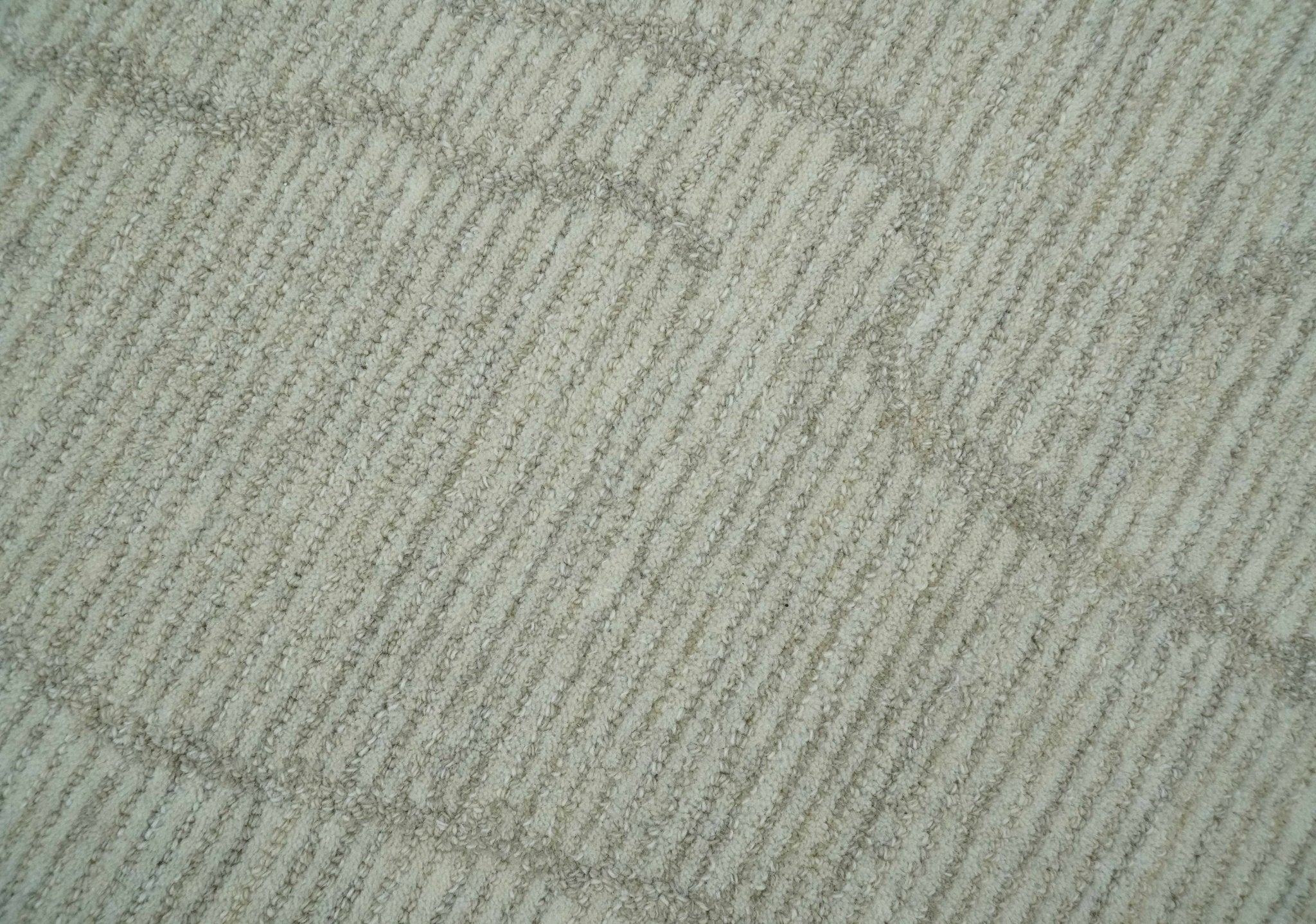Earthy Neutral Custom Made Hand Tufted Multi Size Woolen Modern Ivory and Beige Area Rug - The Rug Decor